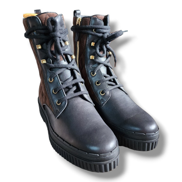 Tod's Diamond Quilted Lace-up Boot In Black Multi Size 34.5 (US 4.5) - Picture 12 of 16